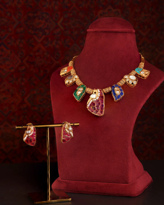 Rangrez Meenakari Collar Set